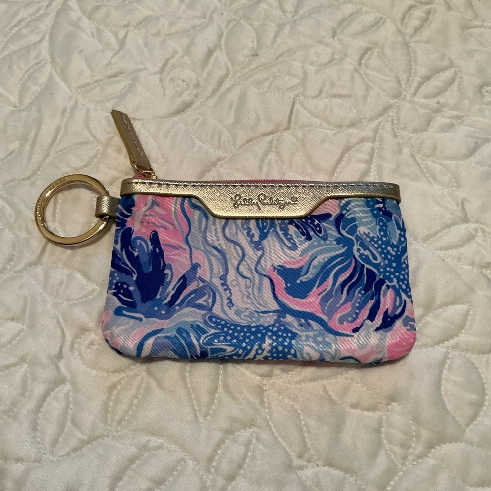 Lilly Pulitzer Vibrant Pink and Blue Pouch with zipper. NWOT